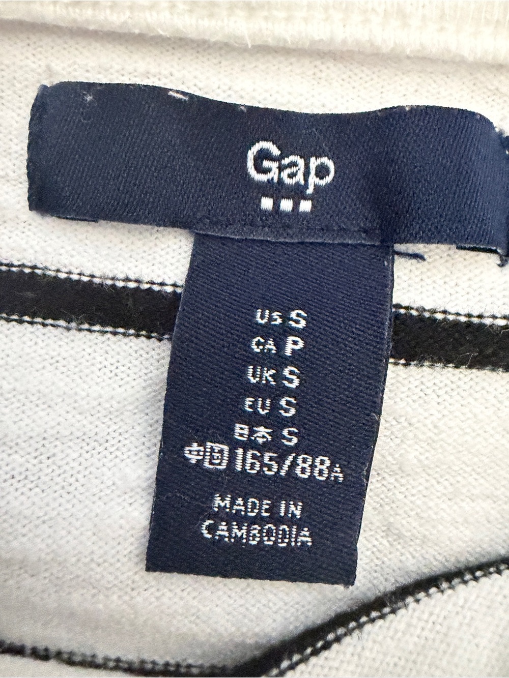 GAP White Long Sleeve Top with Black Stripes - Picture 2 of 4